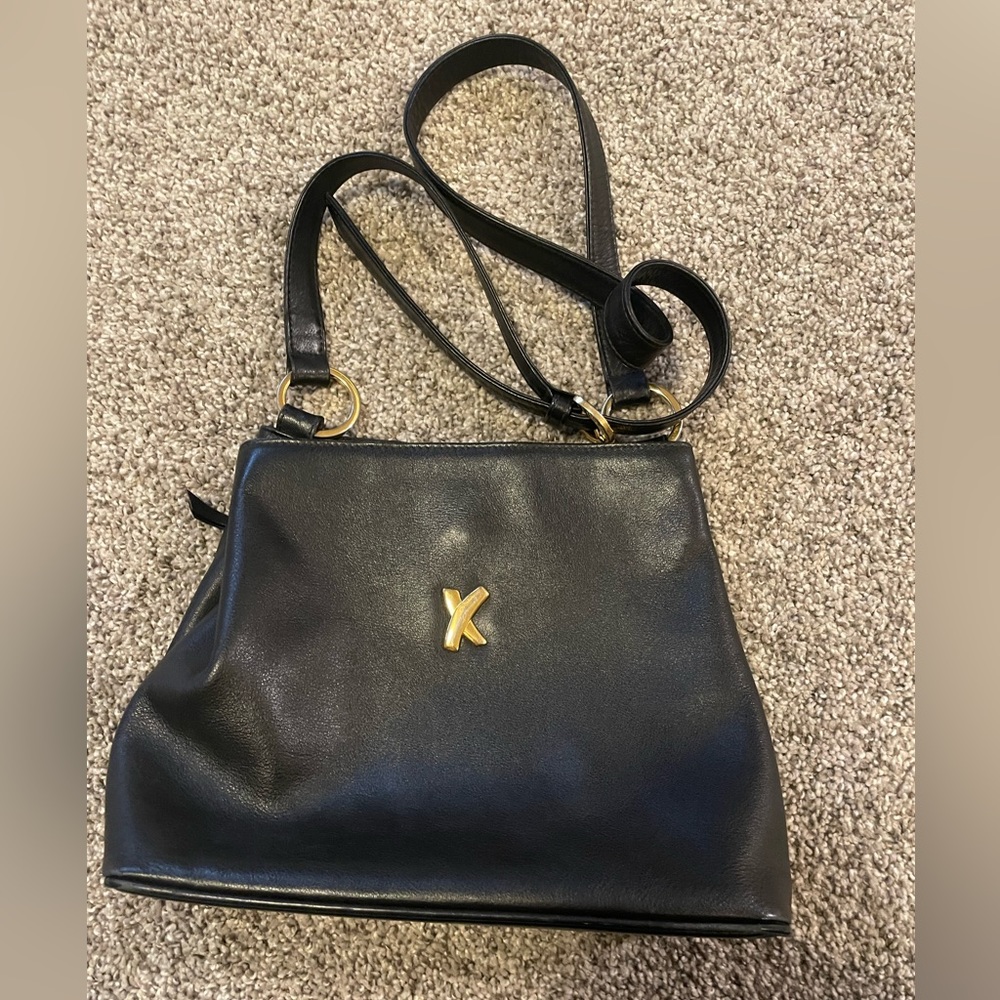 Paloma Picasso black leather crossbody purse